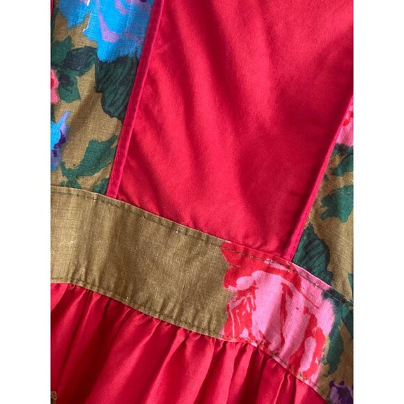 VTG Apron Over The Head Floral Red Green Blue Child Baker Pretend Play - Picture 8 of 13